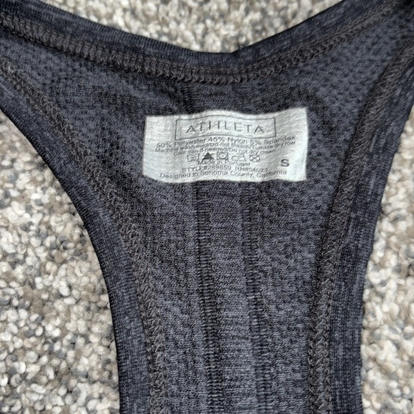ATHLETA FAST TRACK RUCHED SEAMLESS CHARCOAL GRAY TANK TOP~SMALL - Picture 3 of 5